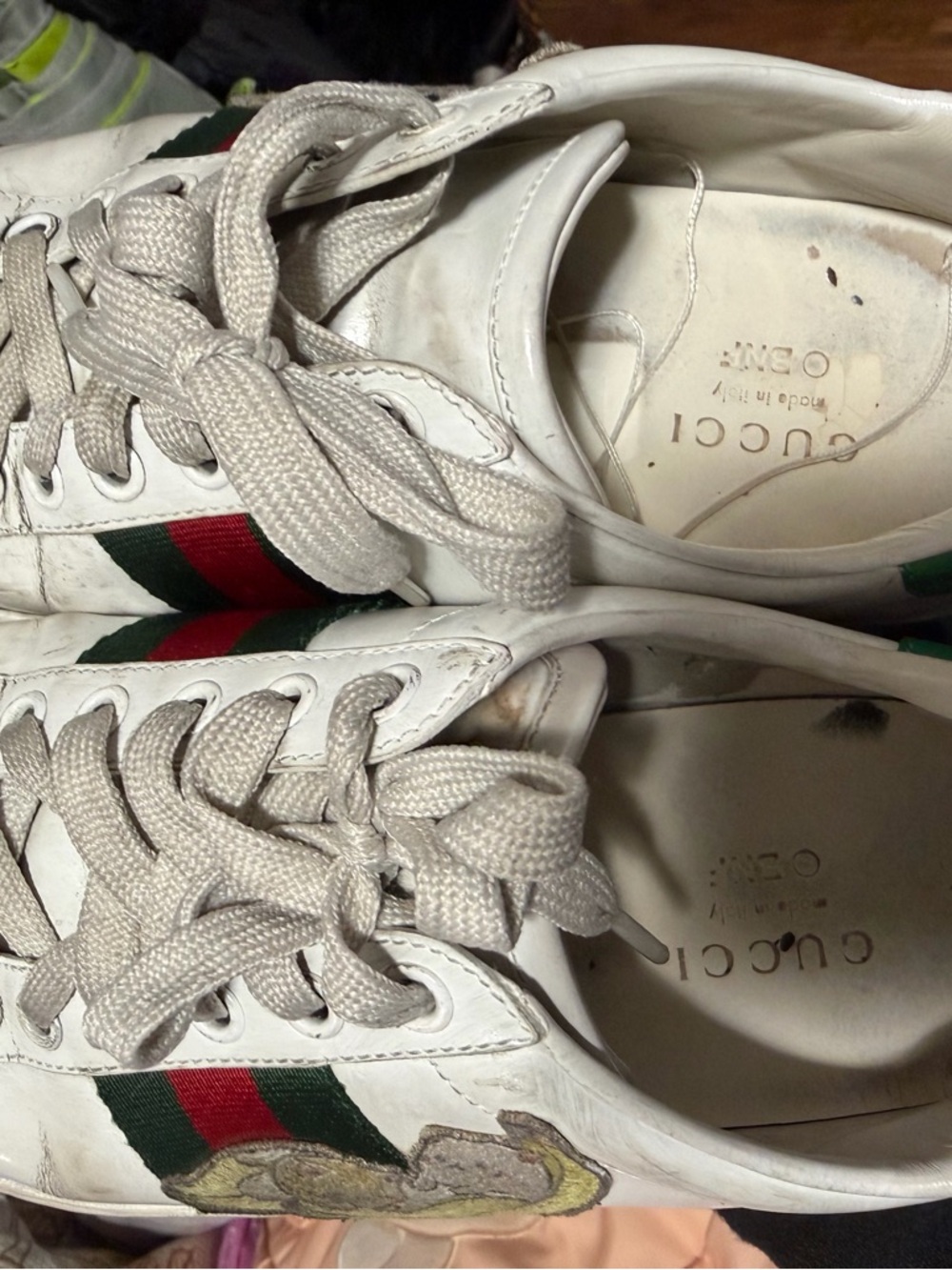 Gucci  White Sneakers with Red & Green Web Stripe